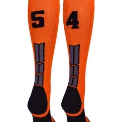 MadSportsStuff Orange And Black Player ID Custom Number Over The Calf Socks For Softball Baseball Football Boys And Girls 131 MadSportsStuff Orange And Black Player ID Custom Number Over The Calf Socks For Softball Baseball Football Boys And Girls
