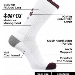 TCK Texas A&M Aggies Socks Basic Crew White Socks