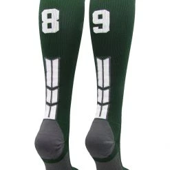 MadSportsStuff Dark Green Player ID Custom Number Over The Calf Socks For Softball Baseball Football Boys And Girls Softball Socks