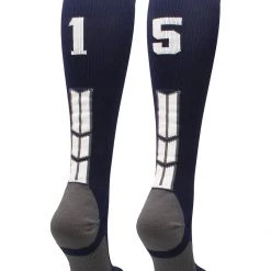 MadSportsStuff Navy Player ID Custom Number Over The Calf Socks For Softball Baseball Football Boys And Girls Softball Socks