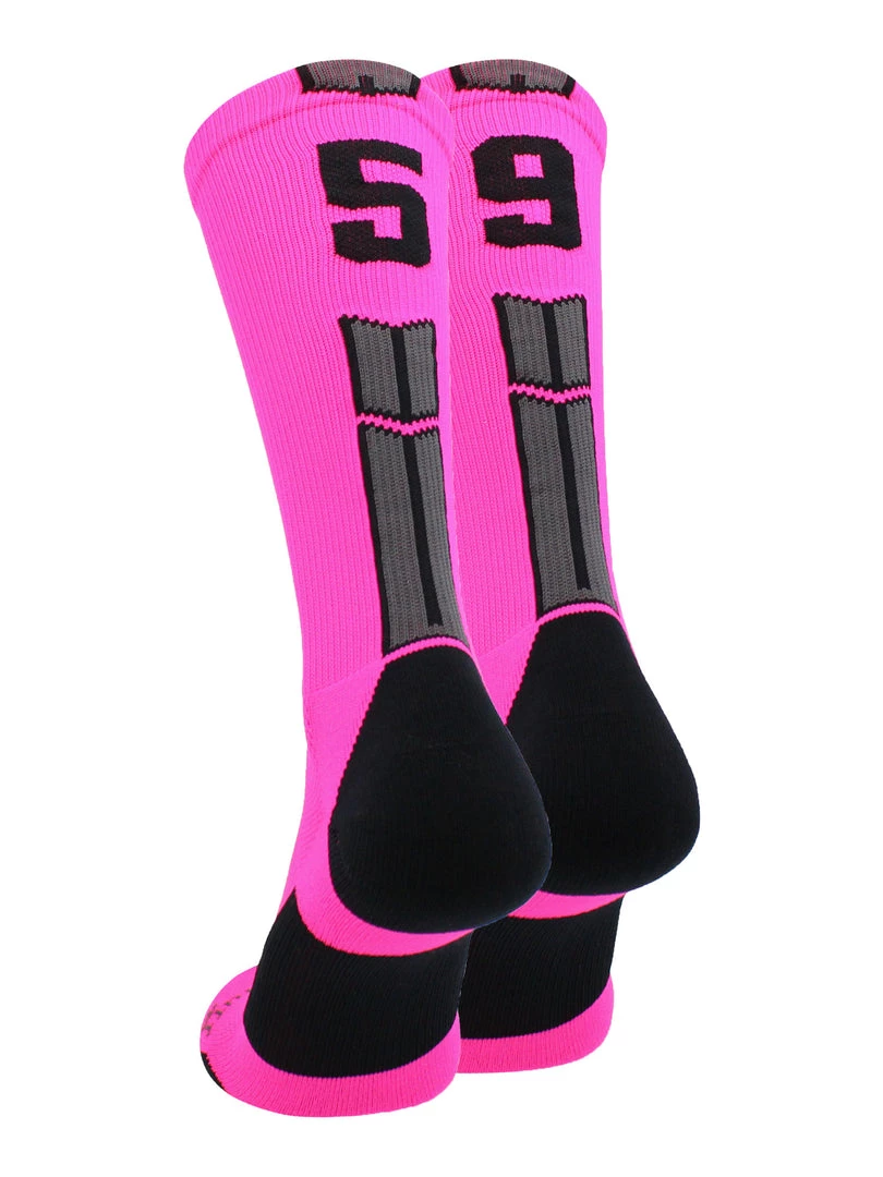MadSportsStuff Neon Pink And Black Player ID Custom Number Crew Socks For Basketball Lacrosse Volleyball Boys And Girls 20 MadSportsStuff Neon Pink And Black Player ID Custom Number Crew Socks For Basketball Lacrosse Volleyball Boys And Girls
