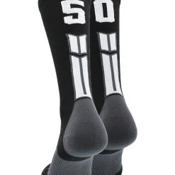 MadSportsStuff Black Player ID Custom Number Crew Socks For Basketball Lacrosse Volleyball Boys And Girls