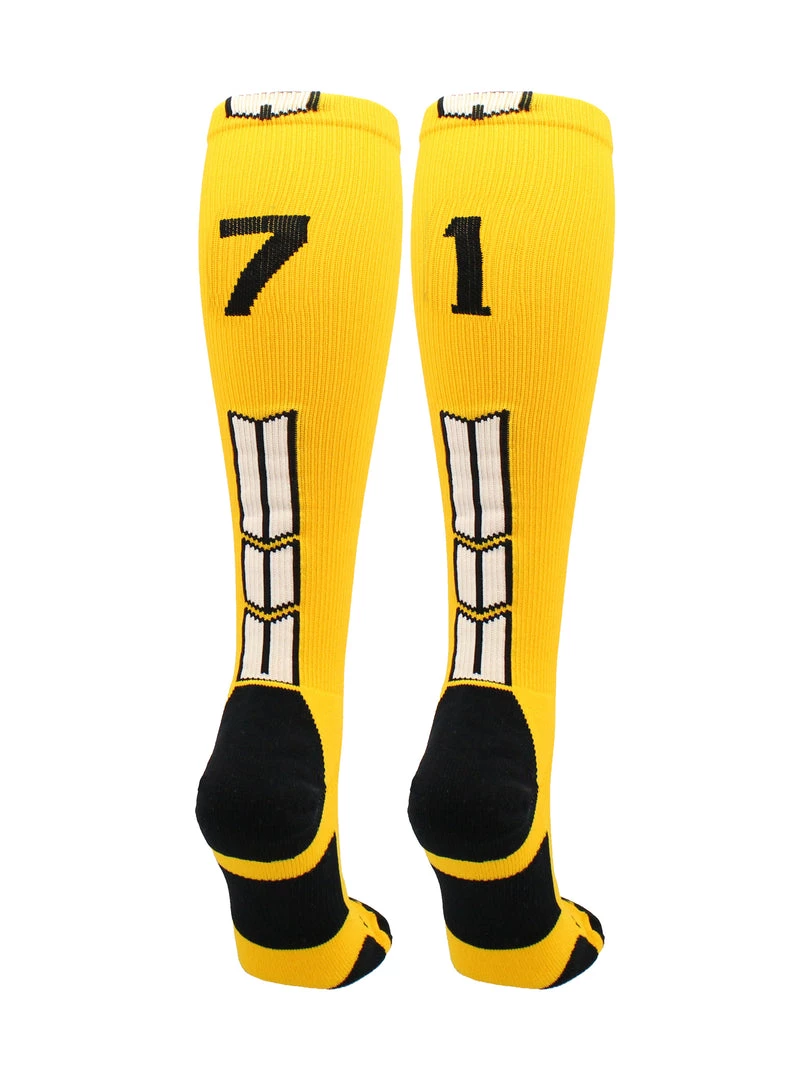 MadSportsStuff Softball Socks Gold Player ID Custom Number Over The Calf Socks For Softball Baseball Football Boys And Girls 8 MadSportsStuff Softball Socks Gold Player ID Custom Number Over The Calf Socks For Softball Baseball Football Boys And Girls