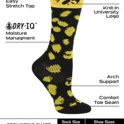 TCK All Schools Iowa Hawkeyes Socks Womens Savage Crew Socks