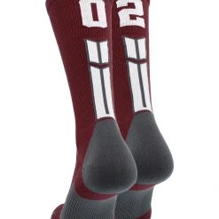 MadSportsStuff Maroon Player ID Custom Number Crew Socks For Basketball Lacrosse Volleyball Boys And Girls