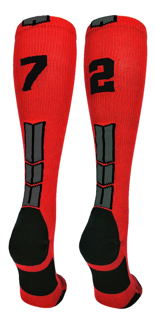 MadSportsStuff Red And Black Player ID Custom Number Over The Calf Socks For Softball Baseball Football Boys And Girls Baseball Socks 8 MadSportsStuff Red And Black Player ID Custom Number Over The Calf Socks For Softball Baseball Football Boys And Girls Baseball Socks