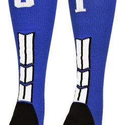 MadSportsStuff Royal Player ID Custom Number Over The Calf Socks For Softball Baseball Football Boys And Girls