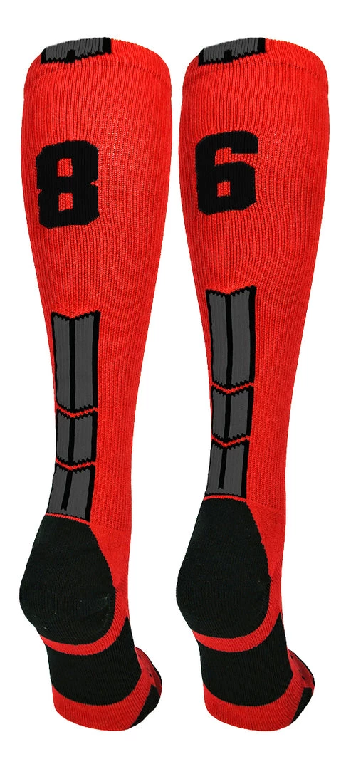MadSportsStuff Red And Black Player ID Custom Number Over The Calf Socks For Softball Baseball Football Boys And Girls Baseball Socks 44 MadSportsStuff Red And Black Player ID Custom Number Over The Calf Socks For Softball Baseball Football Boys And Girls Baseball Socks