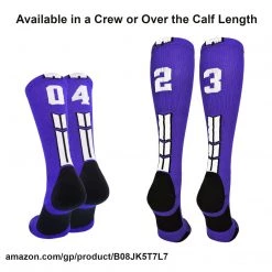 MadSportsStuff Purple Player ID Custom Number Over The Calf Socks For Softball Baseball Football Boys And Girls 111 MadSportsStuff Purple Player ID Custom Number Over The Calf Socks For Softball Baseball Football Boys And Girls