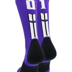 MadSportsStuff Purple Player ID Custom Number Crew Socks For Basketball Lacrosse Volleyball Boys And Girls