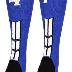 MadSportsStuff Baseball Socks Royal Player ID Custom Number Over The Calf Socks For Softball Baseball Football Boys And Girls