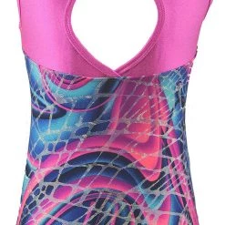 MadSportsStuff Keyhole Style Abstract Swirl Girls Gymnastics Leotard Leotards