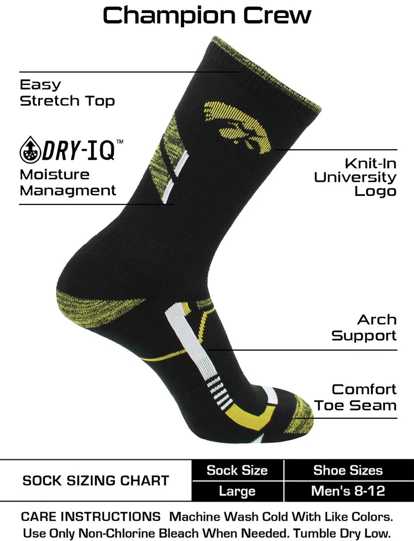 TCK Iowa Hawkeyes Socks University Of Iowa Hawkeyes Champion Crew Socks All Schools 3 TCK Iowa Hawkeyes Socks University Of Iowa Hawkeyes Champion Crew Socks All Schools
