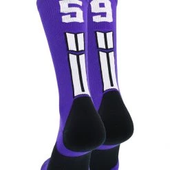 MadSportsStuff Purple Player ID Custom Number Crew Socks For Basketball Lacrosse Volleyball Boys And Girls Volleyball Socks