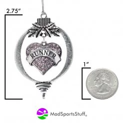 MadSportsStuff Christmas Ornament With Crystal Runner Heart Charm Ornaments