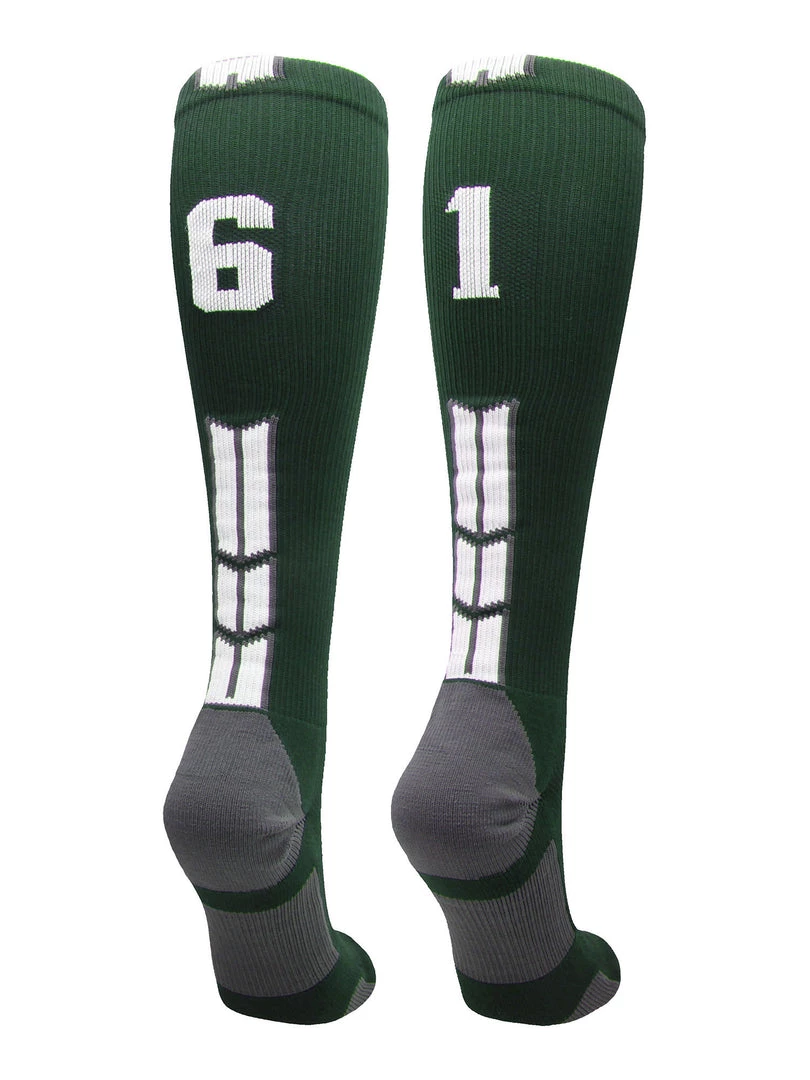 MadSportsStuff Dark Green Player ID Custom Number Over The Calf Socks For Softball Baseball Football Boys And Girls Softball Socks 19 MadSportsStuff Dark Green Player ID Custom Number Over The Calf Socks For Softball Baseball Football Boys And Girls Softball Socks