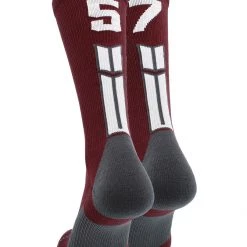MadSportsStuff Maroon Player ID Custom Number Crew Socks For Basketball Lacrosse Volleyball Boys And Girls