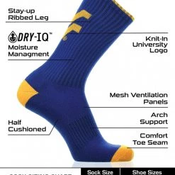TCK West Virginia Mountaineers Socks Campus Legend Crew Length 6 TCK West Virginia Mountaineers Socks Campus Legend Crew Length
