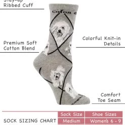 WHD Coton De Tulear Socks For Women Gift For Dog Lovers Crazy Socks - Crew