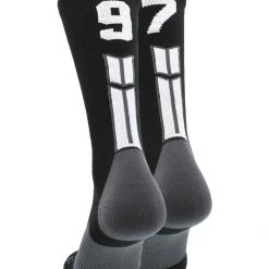 MadSportsStuff Black Player ID Custom Number Crew Socks For Basketball Lacrosse Volleyball Boys And Girls Volleyball Socks