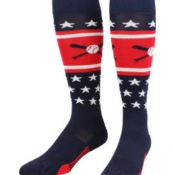 TCK Patriotic USA Baseball Socks With Baseball Bats Logo