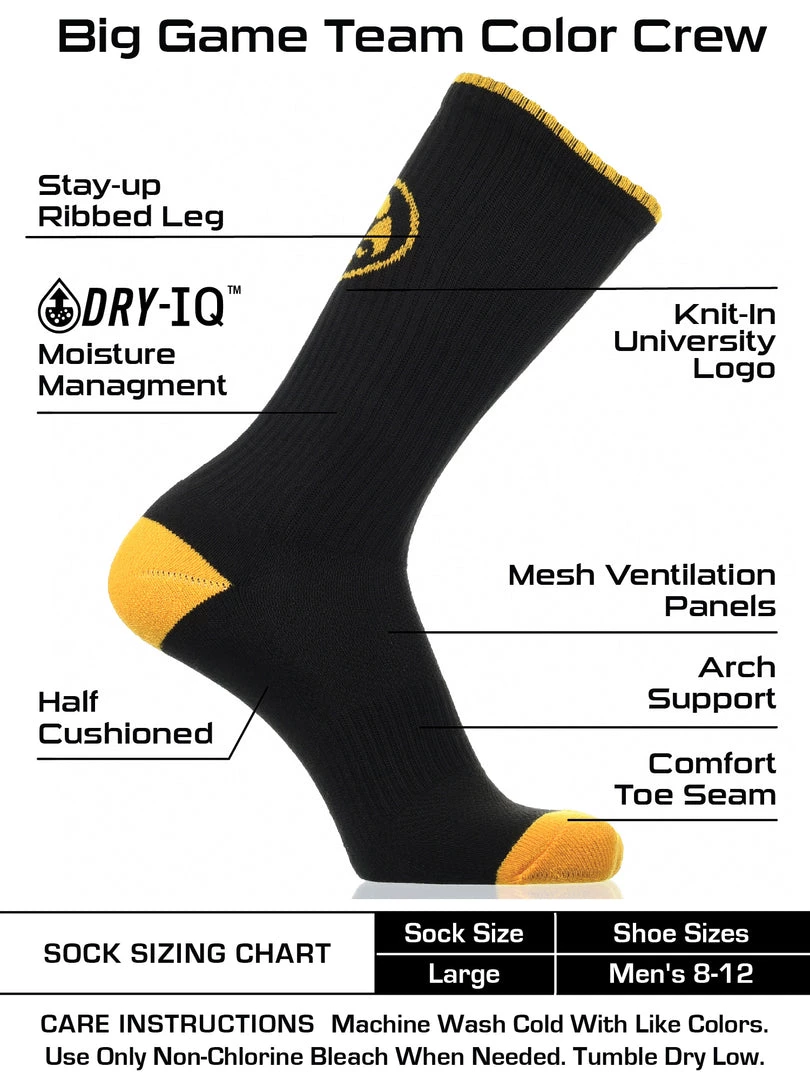 TCK All Schools Iowa Hawkeyes Socks Campus Legend Crew Length 3 TCK All Schools Iowa Hawkeyes Socks Campus Legend Crew Length