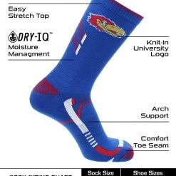 TCK KU Kansas Jayhawks Socks University Of Kansas Jayhawks Champion Crew Socks All Schools 7 TCK KU Kansas Jayhawks Socks University Of Kansas Jayhawks Champion Crew Socks All Schools