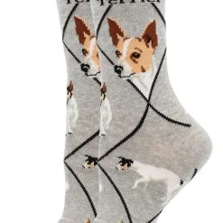 WHD Rat Terrier Socks For Women Gift For Dog Lovers Crazy Socks - Crew