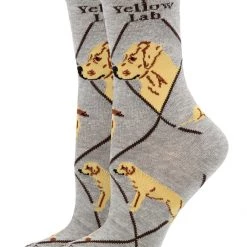 WHD Yellow Lab Socks For Women Gift For Dog Lovers Crazy Socks - Crew