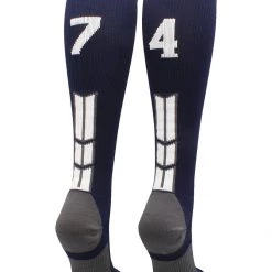 MadSportsStuff Navy Player ID Custom Number Over The Calf Socks For Softball Baseball Football Boys And Girls Softball Socks