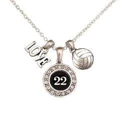 MadSportsStuff Jewelry Girls Volleyball Necklace With Jersey Number (Available In 39 Numbers)