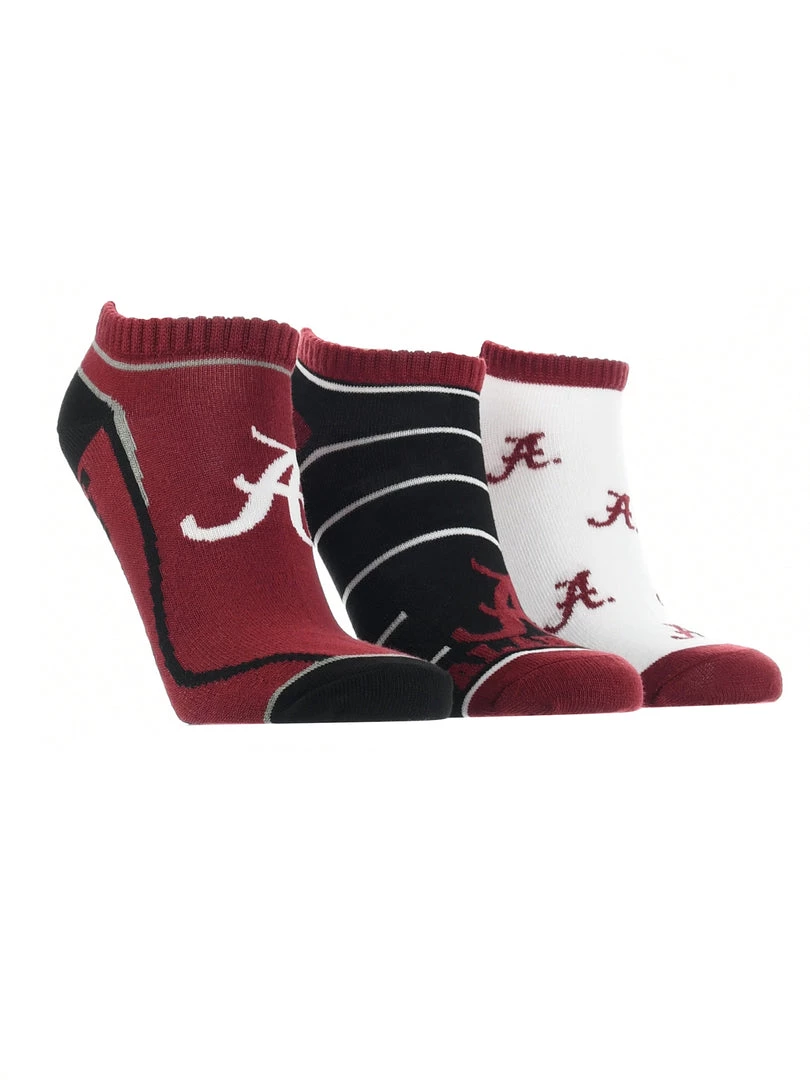TCK Alabama Crimson Tide No Show Socks Full Field 3 Pack All Schools 1 TCK Alabama Crimson Tide No Show Socks Full Field 3 Pack All Schools