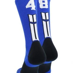 MadSportsStuff Volleyball Socks Royal Player ID Custom Number Crew Socks For Basketball Lacrosse Volleyball Boys And Girls