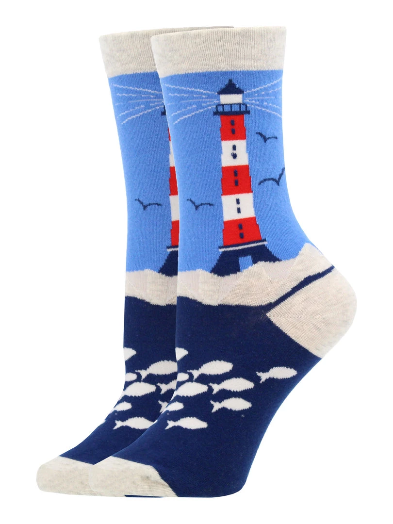 WHD Crazy Socks - Crew Lighthouse Socks For Women For Ocean Lovers 2 WHD Crazy Socks - Crew Lighthouse Socks For Women For Ocean Lovers