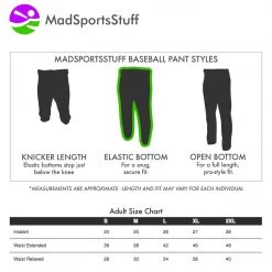 MadSportsStuff Mens Baseball Pants Elastic Bottom Adult Basic Line