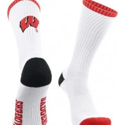 TCK Wisconsin Badgers Socks Basic Crew White Socks All Schools