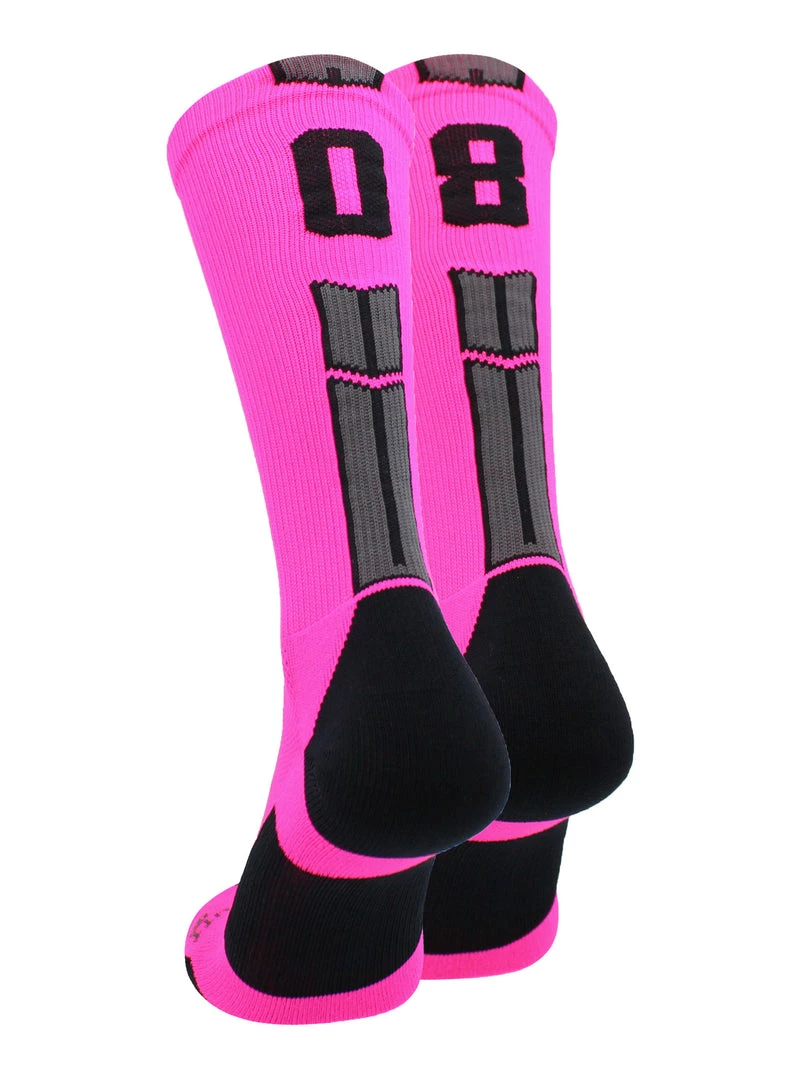 MadSportsStuff Neon Pink And Black Player ID Custom Number Crew Socks For Basketball Lacrosse Volleyball Boys And Girls 70 MadSportsStuff Neon Pink And Black Player ID Custom Number Crew Socks For Basketball Lacrosse Volleyball Boys And Girls