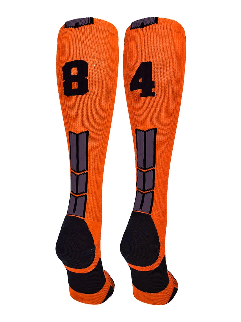 MadSportsStuff Softball Socks Orange And Black Player ID Custom Number Over The Calf Socks For Softball Baseball Football Boys And Girls 46 MadSportsStuff Softball Socks Orange And Black Player ID Custom Number Over The Calf Socks For Softball Baseball Football Boys And Girls
