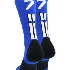 MadSportsStuff Volleyball Socks Royal Player ID Custom Number Crew Socks For Basketball Lacrosse Volleyball Boys And Girls