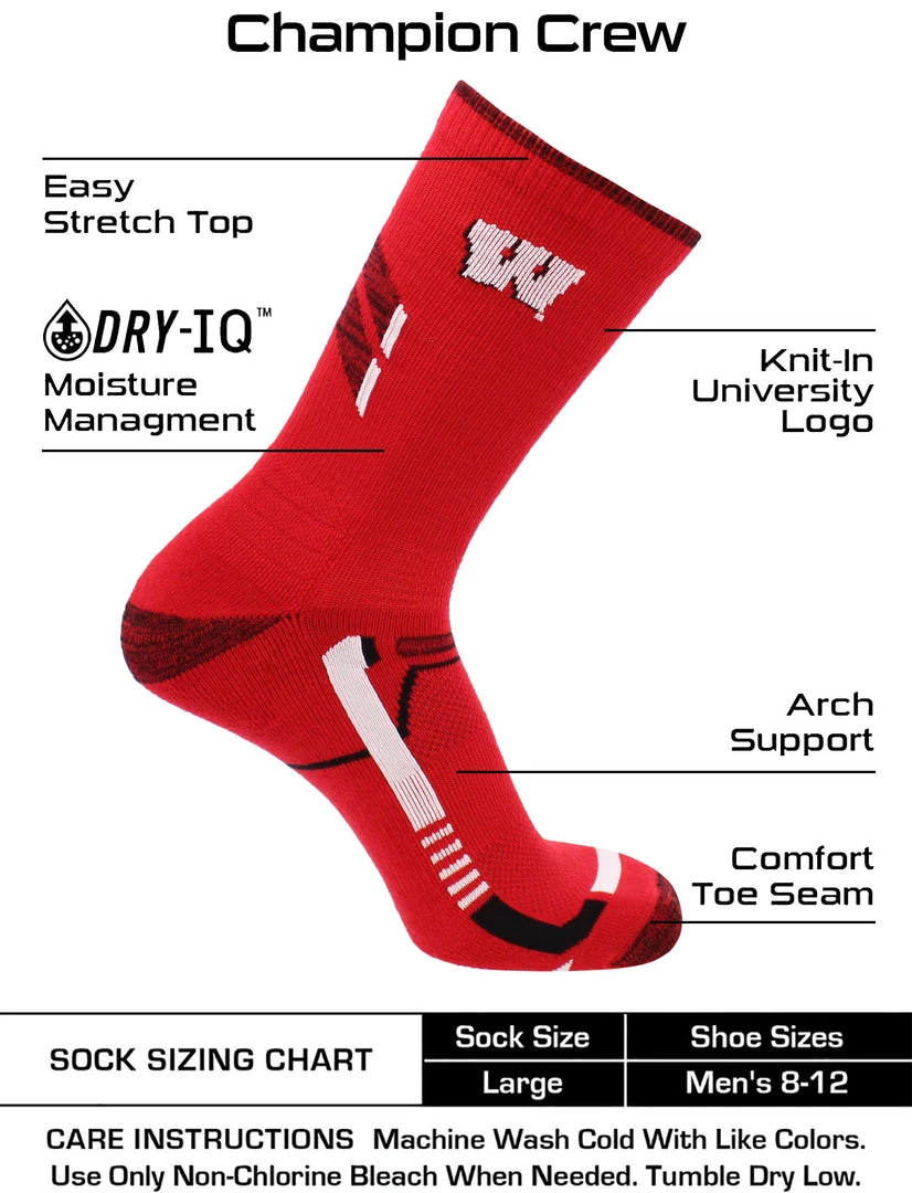 TCK Wisconsin Badgers Socks University Of Wisconsin Badgers Champion Crew Socks All Schools 3 TCK Wisconsin Badgers Socks University Of Wisconsin Badgers Champion Crew Socks All Schools
