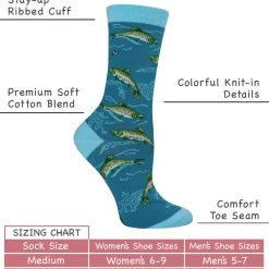 WHD Crazy Socks - Crew Trout Socks For Women Gift For Anglers