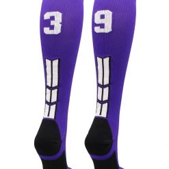 MadSportsStuff Purple Player ID Custom Number Over The Calf Socks For Softball Baseball Football Boys And Girls 196 MadSportsStuff Purple Player ID Custom Number Over The Calf Socks For Softball Baseball Football Boys And Girls