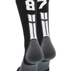 MadSportsStuff Black Player ID Custom Number Crew Socks For Basketball Lacrosse Volleyball Boys And Girls Volleyball Socks