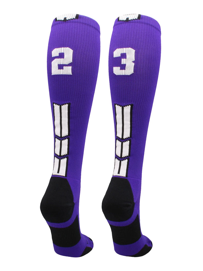MadSportsStuff Purple Player ID Custom Number Over The Calf Socks For Softball Baseball Football Boys And Girls 80 MadSportsStuff Purple Player ID Custom Number Over The Calf Socks For Softball Baseball Football Boys And Girls