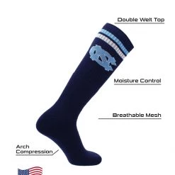 TCK All Schools North Carolina Tar Heels Socks Throwback Tube