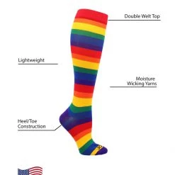 TCK Krazisox Rainbow Stripes Over The Calf Socks