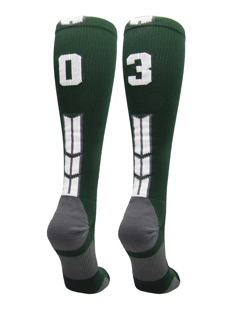 MadSportsStuff Dark Green Player ID Custom Number Over The Calf Socks For Softball Baseball Football Boys And Girls Softball Socks 1 MadSportsStuff Dark Green Player ID Custom Number Over The Calf Socks For Softball Baseball Football Boys And Girls Softball Socks