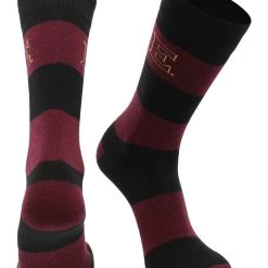 TCK All Schools Elon Phoenix Socks Game Day Striped Crew Socks