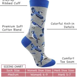 WHD Crazy Socks - Crew Blue Jay Bird Socks For Women Gift For Bird Lovers