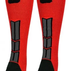 MadSportsStuff Red And Black Player ID Custom Number Over The Calf Socks For Softball Baseball Football Boys And Girls Baseball Socks